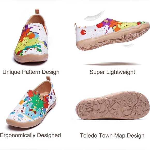 UIN Women's Slip On Sneakers Casual Canvas Comfort Walking Shoes (Hello Colors) - Picture 5 of 6